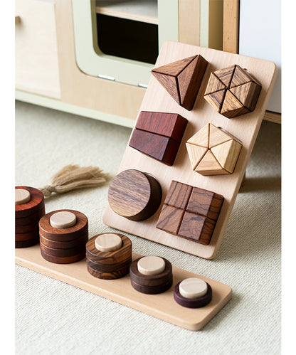 Montessori Early Learning Natural Shapes and Blocks - 3 Piece Set