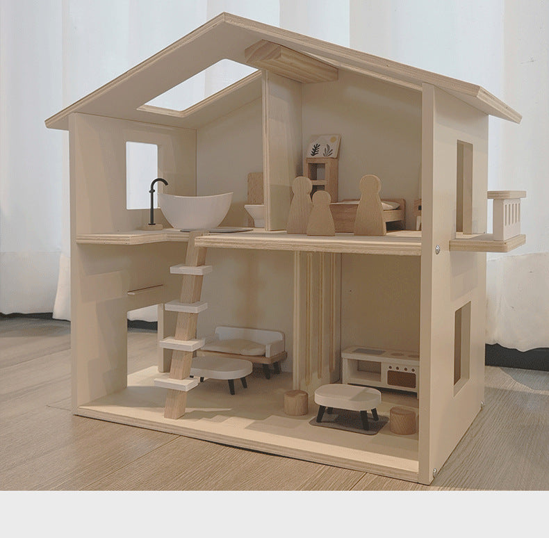 Large Wooden Family Dollhouse Playset