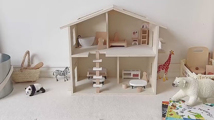 Large Wooden Family Dollhouse Playset