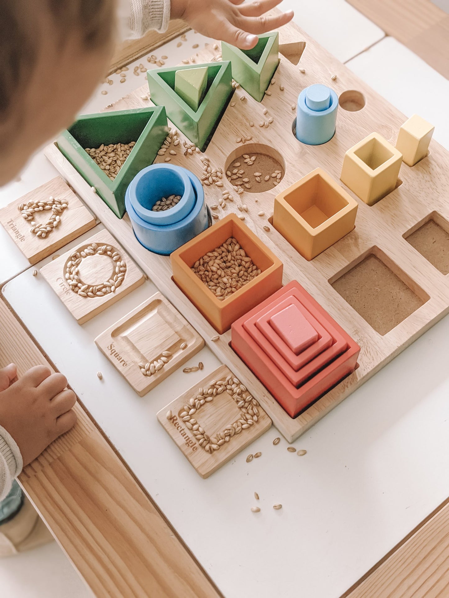 shape stacking wooden Montessori toy