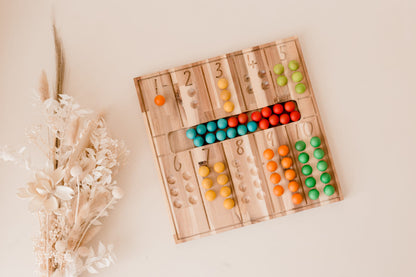Natural Counting Board with 50 Wooden Balls Set